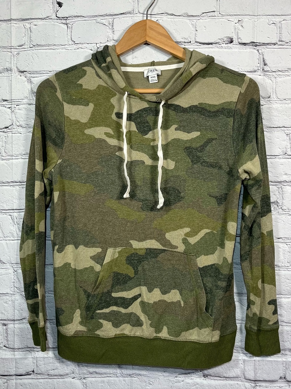 J Crew Camouflage Hoodie Womens Size XXS Camo Lightweight Sweatshirt